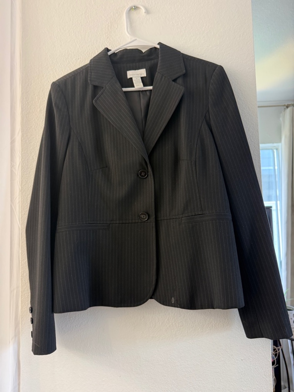 Charter Club Black Pinstripe Tailored Blazer